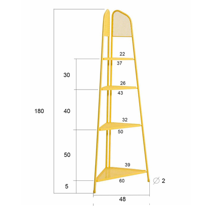Artikelbild 2 für Eckregal Ekko gelb 48,0 x 27,0 x 180,0 cm, 1 St., Artikelnummer 285329