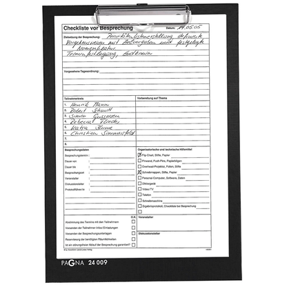 Artikelbild für PAGNA Klemmbrett 24009-04 DIN A4 schwarz Karton, 1 St., Artikelnummer 695940