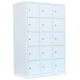 Artikelbild 1 für LÜLLMANN Schließfachschrank signalweiß 523537, 15 Schließfächer 118,5 x 50,0 x 180,0 cm, Artikelnummer 831533