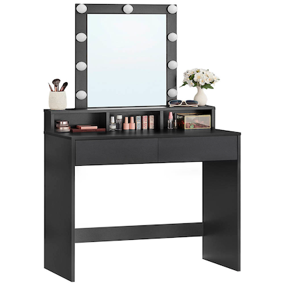 Artikelbild 3 für VASAGLE Schminktisch rechteckig Melamin, Spanplatte schwarz 80,0 x 40,0 x 145,0 cm, 1 St., Artikelnummer 438687