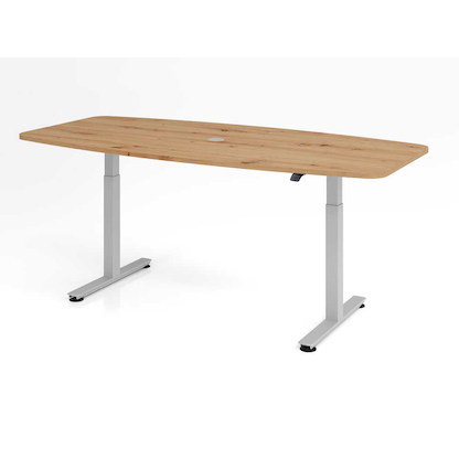 Artikelbild 5 für HAMMERBACHER Konferenztisch XMST22 lichtgrau Tonnenform, T-Fuß-Gestell silber, 220,0 x 83,0/103,0 x 71,0 - 120,0 cm, Artikelnummer 496063