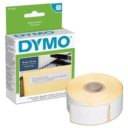 Artikelbild für DYMO Etikettenrolle für Etikettendrucker S0722550 weiß, 51,0 x 19,0 mm, 1 x 500 Etiketten, Artikelnummer 458950