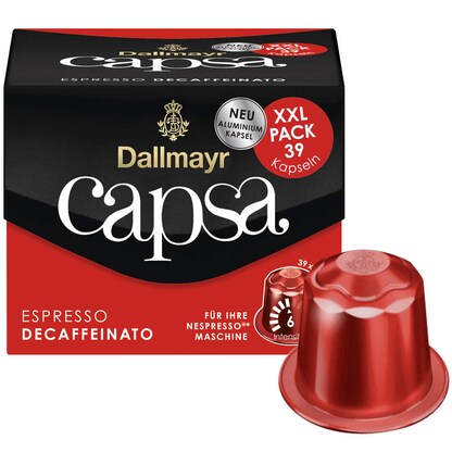 Artikelbild für Dallmayr Capsa Espresso Decaffeinato Kaffeekapseln, Arabicabohnen kräftig, 39 Stück, Artikelnummer 817884