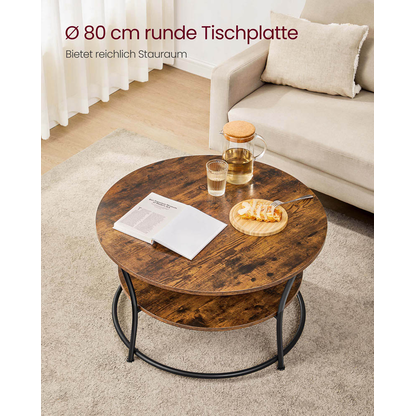 Artikelbild 4 für VASAGLE Couchtisch rund Spanplatte braun 80,0 x 80,0 x 45,0 cm, 1 St., Artikelnummer 291946