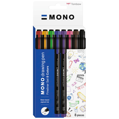 Artikelbild für Tombow MONO Fineliner-Set farbsortiert 0,35 mm, 8 St., Artikelnummer 700912