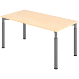 Artikelbild 1 für HAMMERBACHER Mirakel höhenverstellbarer Schreibtisch ahorn rechteckig, 4-Fuß-Gestell grau 160,0 x 80,0 cm, Artikelnummer 998885