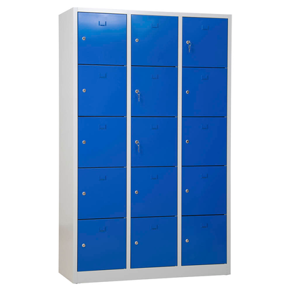 Artikelbild 5 für Gürkan Schließfachschrank lichtgrau, enzianblau 106976, 15 Schließfächer 119,0 x 45,0 x 190,0 cm, Artikelnummer 560971