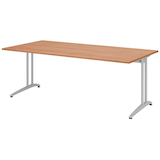 Artikelbild 1 für HAMMERBACHER BS2E Schreibtisch nussbaum rechteckig, C-Fuß-Gestell silber 200,0 x 100,0 cm, Artikelnummer 861613