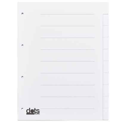 Artikelbild für dots Ordnerregister DIN A4 Vollformat blanko weiß 10-teilig, 5 Satz, Artikelnummer 294538