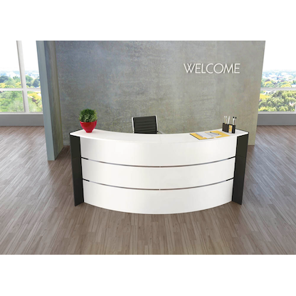 Artikelbild 4 für Kerkmann Empfangstheke BARI gebogen, weiß, anthrazit 257,5 x 122,5 x 112,0 cm, Artikelnummer 690356