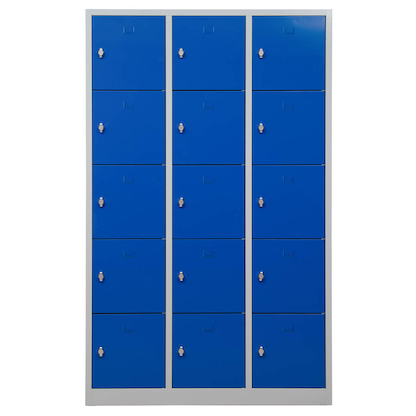 Artikelbild 2 für Gürkan Schließfachschrank lichtgrau, enzianblau 106978, 15 Schließfächer 119,0 x 45,0 x 190,0 cm, Artikelnummer 561055