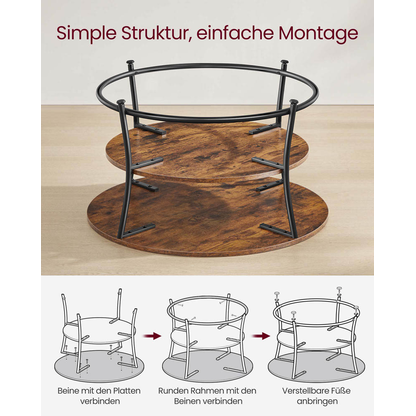 Artikelbild 8 für VASAGLE Couchtisch rund Spanplatte braun 80,0 x 80,0 x 45,0 cm, 1 St., Artikelnummer 291946