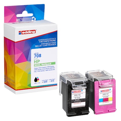 Artikelbild für edding EDD-708 schwarz, color Druckerpatronen kompatibel zu HP 303XL (T6N04AE/T6N03AE), 2er-Set, Artikelnummer 592039