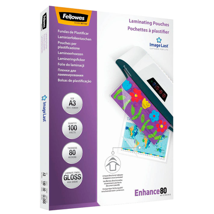 Artikelbild 2 für Fellowes Enhance80 ImageLast Laminierfolien glänzend für A3 80 micron, 100 St., Artikelnummer 205997