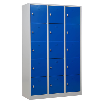 Artikelbild für Gürkan Schließfachschrank lichtgrau, enzianblau 106978, 15 Schließfächer 119,0 x 45,0 x 190,0 cm, Artikelnummer 561055