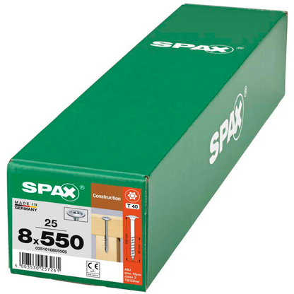 Artikelbild 8 für SPAX® Holzbauschrauben T40 Tellerkopf WIROX 0251010805505 8 mm x 550 mm, 25 St., Artikelnummer 398189
