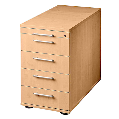 Artikelbild für HAMMERBACHER Solid Standcontainer buche 5 Auszüge Kunststoff-Relinggriff silber 42,8 x 80,0 x 72,0 - 76,0 cm, Artikelnummer 984443