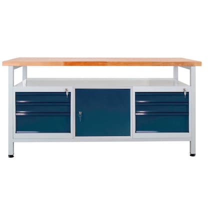 Artikelbild für ADB Werkbank lichtgrau, anthrazitgrau 6 Schubladen 170,0 x 60,0 x 84,0 cm, Artikelnummer 204968