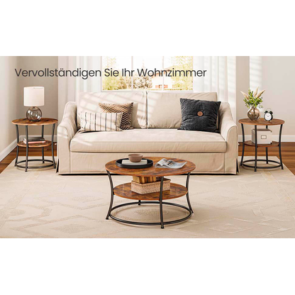 Artikelbild 5 für VASAGLE Couchtisch rund Spanplatte braun 80,0 x 80,0 x 45,0 cm, 1 St., Artikelnummer 291946