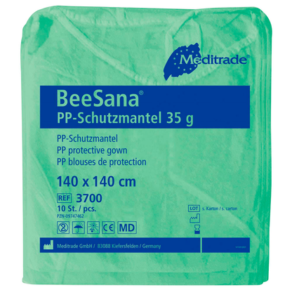 Artikelbild 2 für Meditrade® unisex Schutzkittel BeeSana®PP grün Einheitsgröße 10 St., Artikelnummer 566016