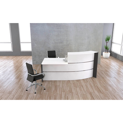 Artikelbild 4 für Kerkmann Empfangstheke BARI gebogen, weiß, anthrazit 231,0 x 122,5 x 112,0 cm, Artikelnummer 690425