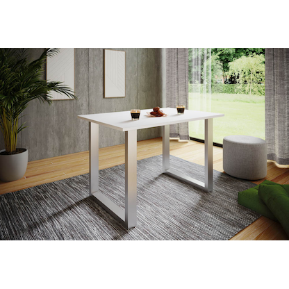 Artikelbild 3 für VCM my home Esstisch Xona weiß quadratisch, U-Fuß silber, 80,0 x 80,0 x 76,0 cm, Artikelnummer 390472