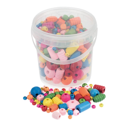 Artikelbild für GLOREX Bastelset Holzperlen Formenmix mehrfarbig, Artikelnummer 224216