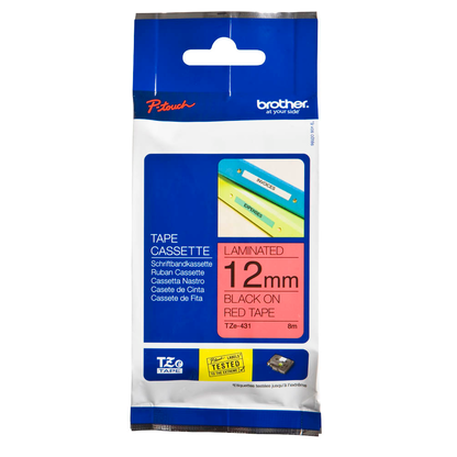 Artikelbild 2 für brother Schriftband TZe-431 TZE431, 12 mm, schwarz auf rot, 1 St., Artikelnummer 653345