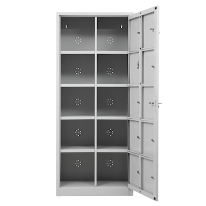 Artikelbild 3 für Gürkan Schließfachschrank lichtgrau 107699, 10 Schließfächer 80,0 x 45,0 x 190,0 cm, Artikelnummer 562951