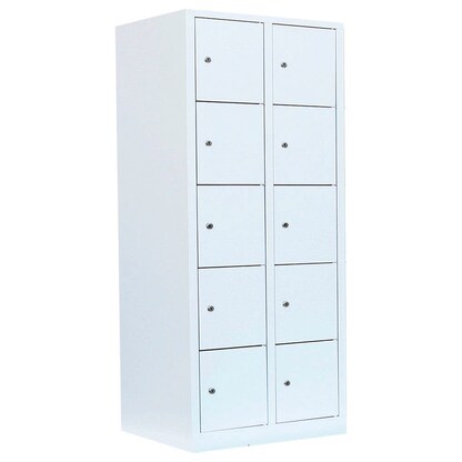 Artikelbild für LÜLLMANN Schließfachschrank signalweiß 523527, 10 Schließfächer 80,0 x 50,0 x 180,0 cm, Artikelnummer 831368