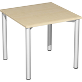 Artikelbild 1 für geramöbel Flex Schreibtisch ahorn, silber quadratisch, 4-Fuß-Gestell silber 80,0 x 80,0 cm, Artikelnummer 880125