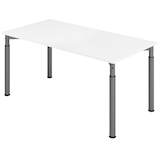 Artikelbild 1 für HAMMERBACHER Mirakel höhenverstellbarer Schreibtisch weiß rechteckig, 4-Fuß-Gestell grau 160,0 x 80,0 cm, Artikelnummer 998789