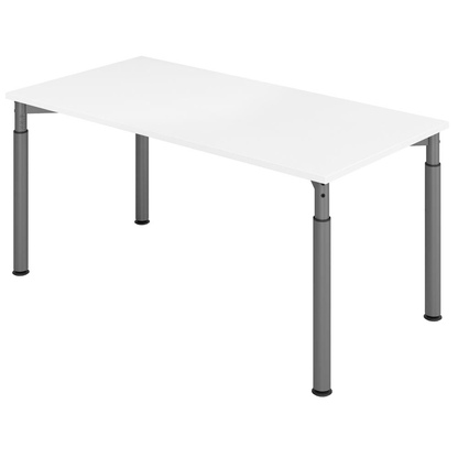 Artikelbild für HAMMERBACHER YS16 höhenverstellbarer Schreibtisch weiß rechteckig, 4-Fuß-Gestell grau 160,0 x 80,0 cm, Artikelnummer 999817