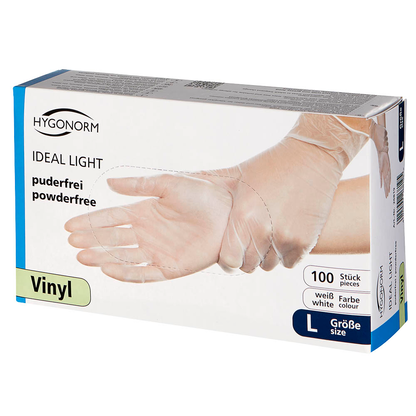 Artikelbild 4 für HYGONORM unisex Einmalhandschuhe IDEAL LIGHT weiß Größe L, 100 St., Artikelnummer 195632