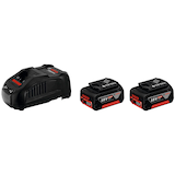 Artikelbild 1 für BOSCH Professional Werkzeugakkus mit Schnellladegerät Starter-Set Lithium-Ionen 2x 5,0 Ah, Artikelnummer 887202