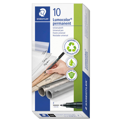 Artikelbild für STAEDTLER Lumocolor Folienstifte schwarz 0,6 mm permanent, 10 St., Artikelnummer 147801