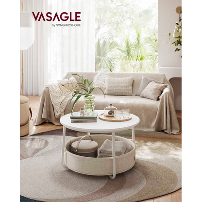 Artikelbild 7 für VASAGLE Couchtisch rund Spanplatte beige, weiß 75,0 x 75,0 x 45,0 cm, 1 St., Artikelnummer 760221