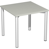 Artikelbild 1 für geramöbel Flex Schreibtisch lichtgrau, silber quadratisch, 4-Fuß-Gestell silber 80,0 x 80,0 cm, Artikelnummer 880183