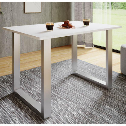 Artikelbild 4 für VCM my home Esstisch Xona weiß quadratisch, U-Fuß silber, 80,0 x 80,0 x 76,0 cm, Artikelnummer 390472