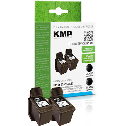 Artikelbild für KMP H11D schwarz Druckerpatronen kompatibel zu HP 2x 56 (C9502AE), Artikelnummer 161687