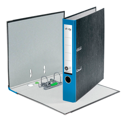 Artikelbild 2 für VON LEITZ Ordner blau mamoriert Karton 5,0 cm DIN A4, 1 St., Artikelnummer 635597