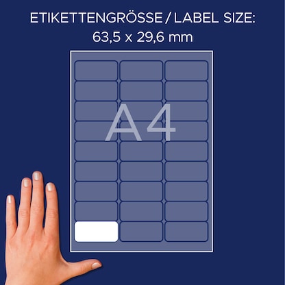 Artikelbild 5 für AVERY Zweckform Namensetiketten L4784-20 weiß 63,5 x 29,6 mm, 20 Blatt, Artikelnummer 585372
