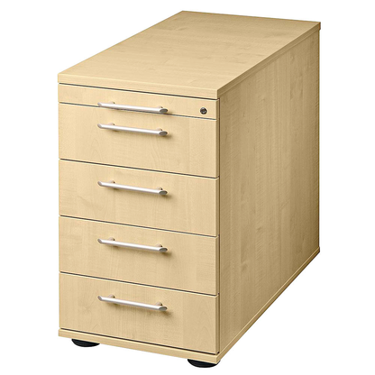 Artikelbild für HAMMERBACHER Solid Standcontainer ahorn 5 Auszüge Kunststoff-Relinggriff silber 42,8 x 80,0 x 72,0 - 76,0 cm, Artikelnummer 984450