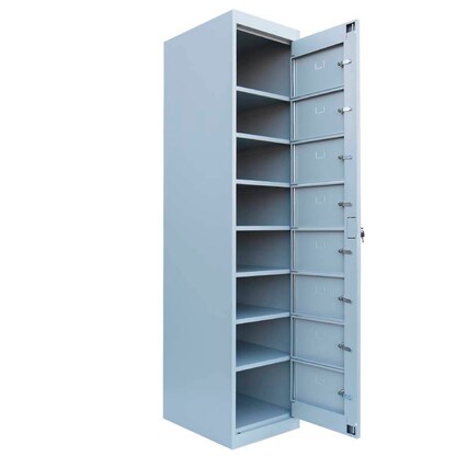 Artikelbild 3 für LÜLLMANN Schließfachschrank lichtgrau 526080, 8 Schließfächer 40,0 x 50,0 x 180,0 cm, Artikelnummer 186506