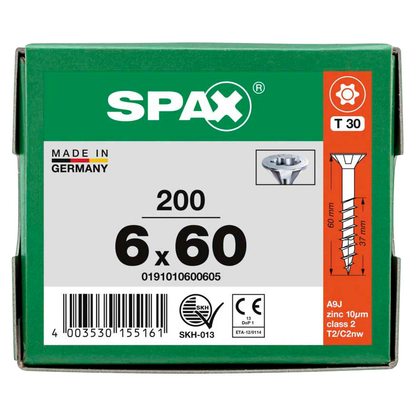 Artikelbild 9 für SPAX® Universalschrauben T30 Senkkopf WIROX 0191010600605 6 mm x 60 mm, 200 St., Artikelnummer 396057