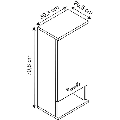 Artikelbild 2 für MÖBELPARTNER Bad-Hängeschrank Nora 144940 eiche landhaus 30,3 x 20,5 x 70,8 cm, Artikelnummer 673217