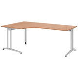 Artikelbild 1 für HAMMERBACHER Altus Schreibtisch nussbaum L-Form, C-Fuß-Gestell silber 200,0 x 80,0/120,0 cm, Artikelnummer 963900