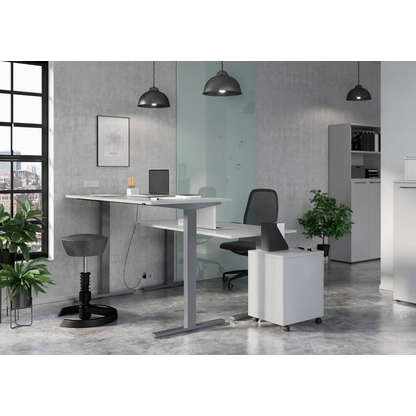 Artikelbild 4 für GERMANIA Agenda Office Schreibtisch lichtgrau rechteckig, T-Fuß-Gestell silber 160,0 x 80,0 cm, Artikelnummer 121883