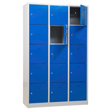 Artikelbild 1 für Gürkan Schließfachschrank lichtgrau, enzianblau 106976, 15 Schließfächer 119,0 x 45,0 x 190,0 cm, Artikelnummer 560971