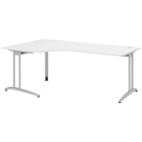 Artikelbild 1 für HAMMERBACHER BS82 Schreibtisch weiß L-Form, C-Fuß-Gestell silber 200,0 x 80,0/120,0 cm, Artikelnummer 859658